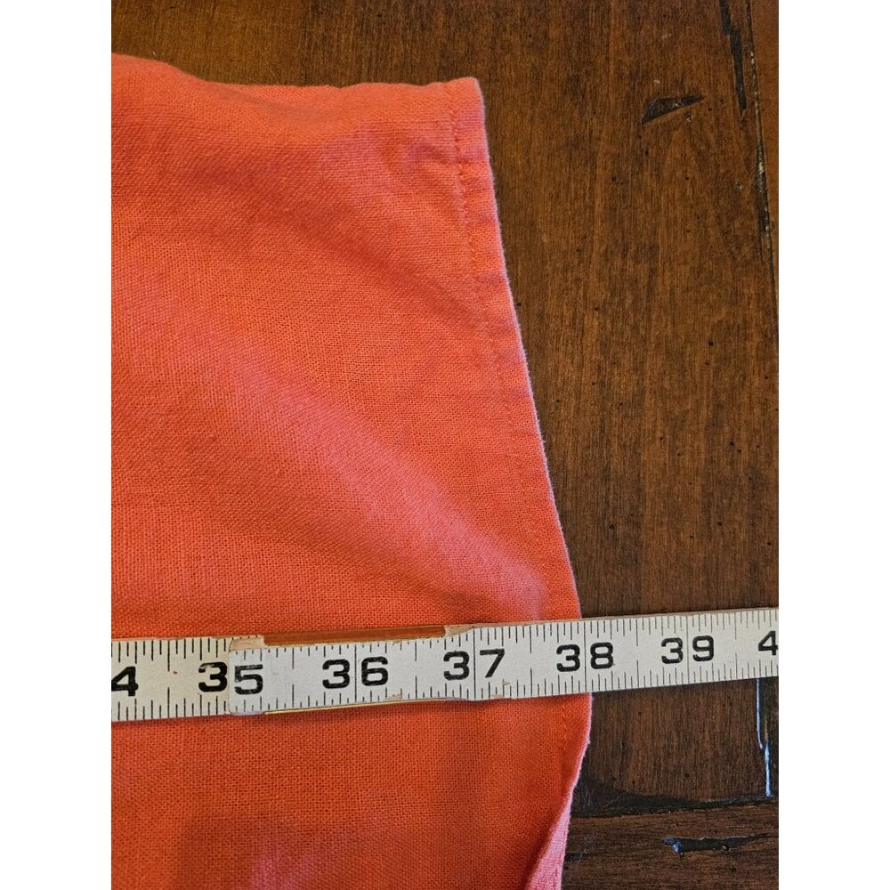 Briggs Sunset Orange Linen Blend Shift Dress XL Knee-Length Short Sleeve V-Neck - Picture 7 of 8